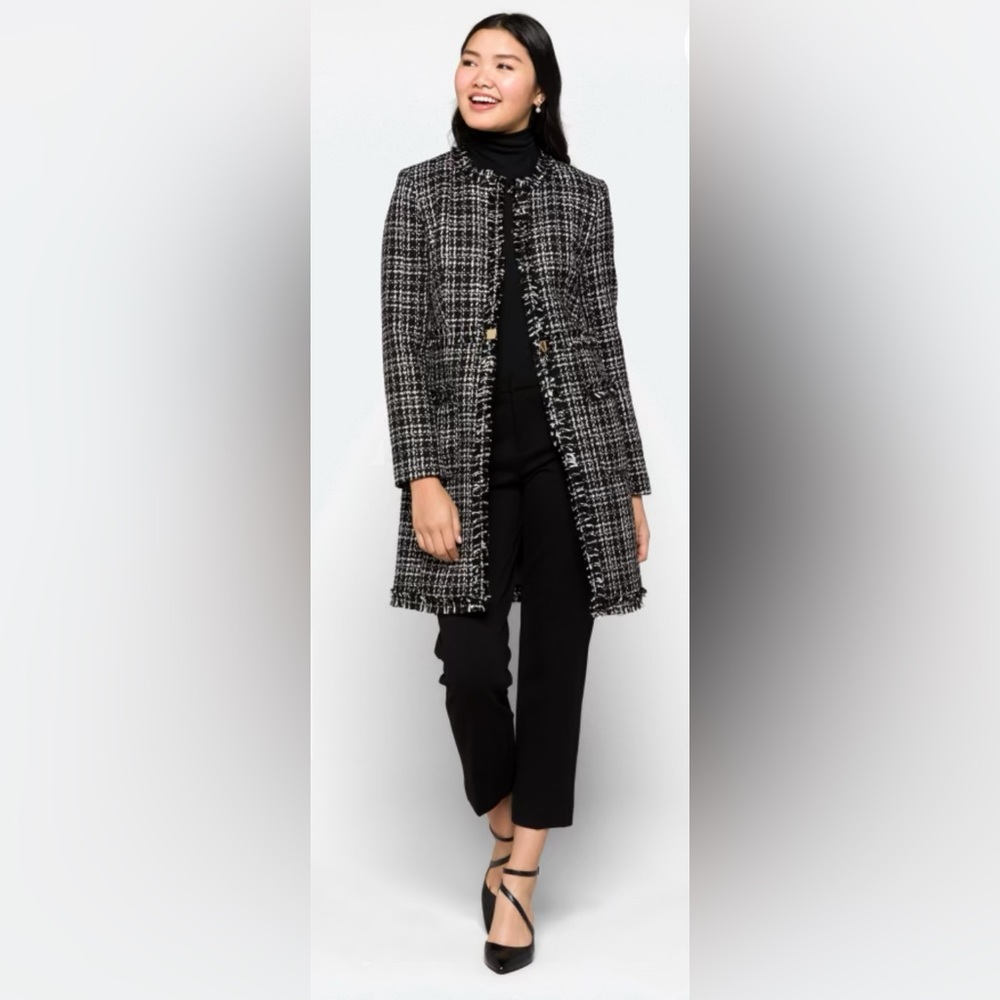 DKNY Long Tweed Topper Coat